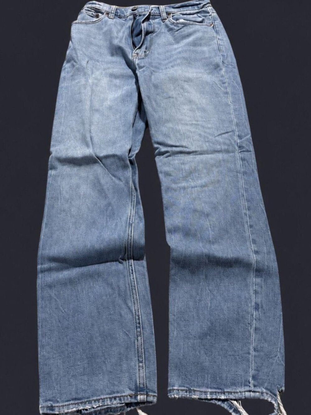 Abercrombie Light Blue Ankle Straight High Rise Distressed Hem Jeans 25 / 0